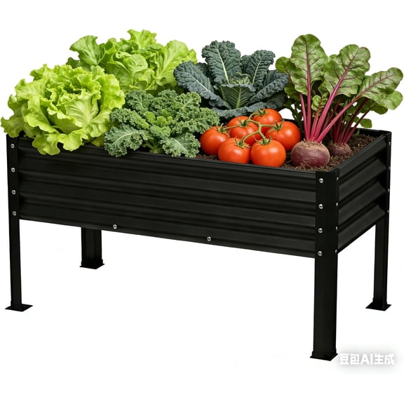Large Galvanized Raised Garden Bed Outdoor with Legs, Load Capacity 1200LB, 48x26x30in Raised Garden Bed, for Backyard/Patio/Balcony/Gardening/Vegetables Flowers, Black