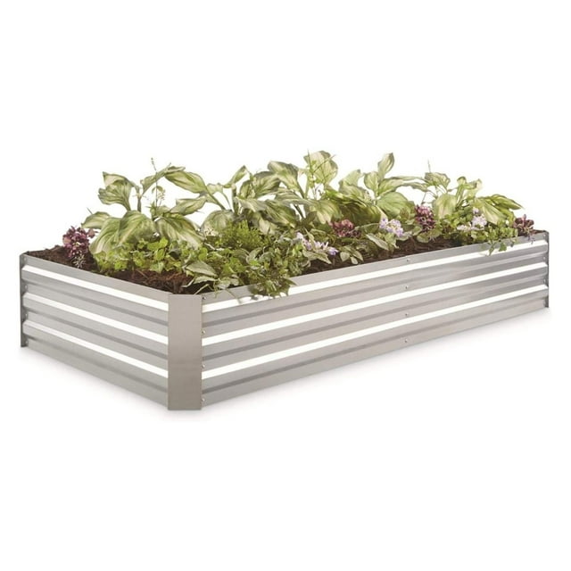 Large Galvanized Steel Raised Garden Bed Planter Box, Outdoor Flowers