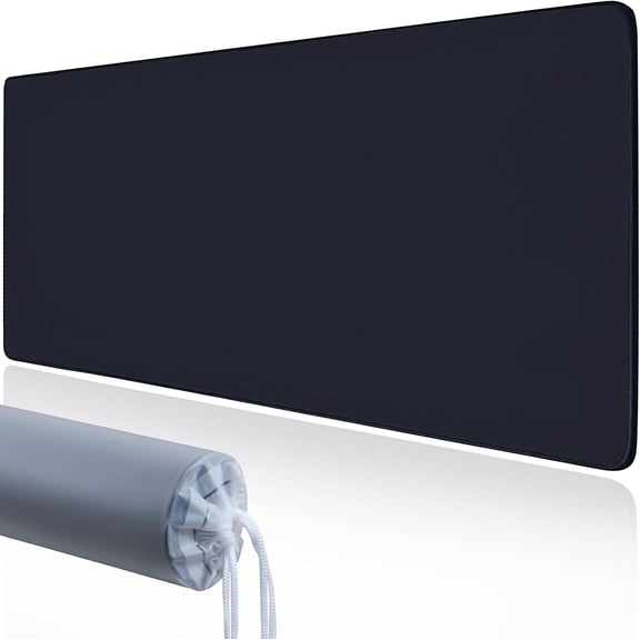 Large Gaming Desk Mouse Pads, XXL 35.4 x 15.7In Computer Desk Cover Matt for Desktop Keyboard and Mouse, Big Office Pad Protector Mats, Black Extra Large Mousepads, Anti-Slip Rubber Base