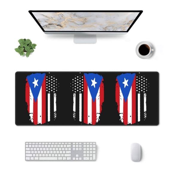 Large Gaming Mouse Mat America Puerto-Rico Flag Long Extended Mousepad Desk Mat Non-Slip Rubber Micepads (31.5 X 11.8 Inches)