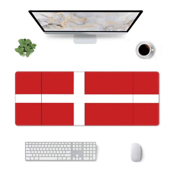 Large Gaming Mouse Mat Danish Flag Long Extended Mousepad Desk Mat Non-Slip Rubber Micepads (31.5 X 11.8 Inches)