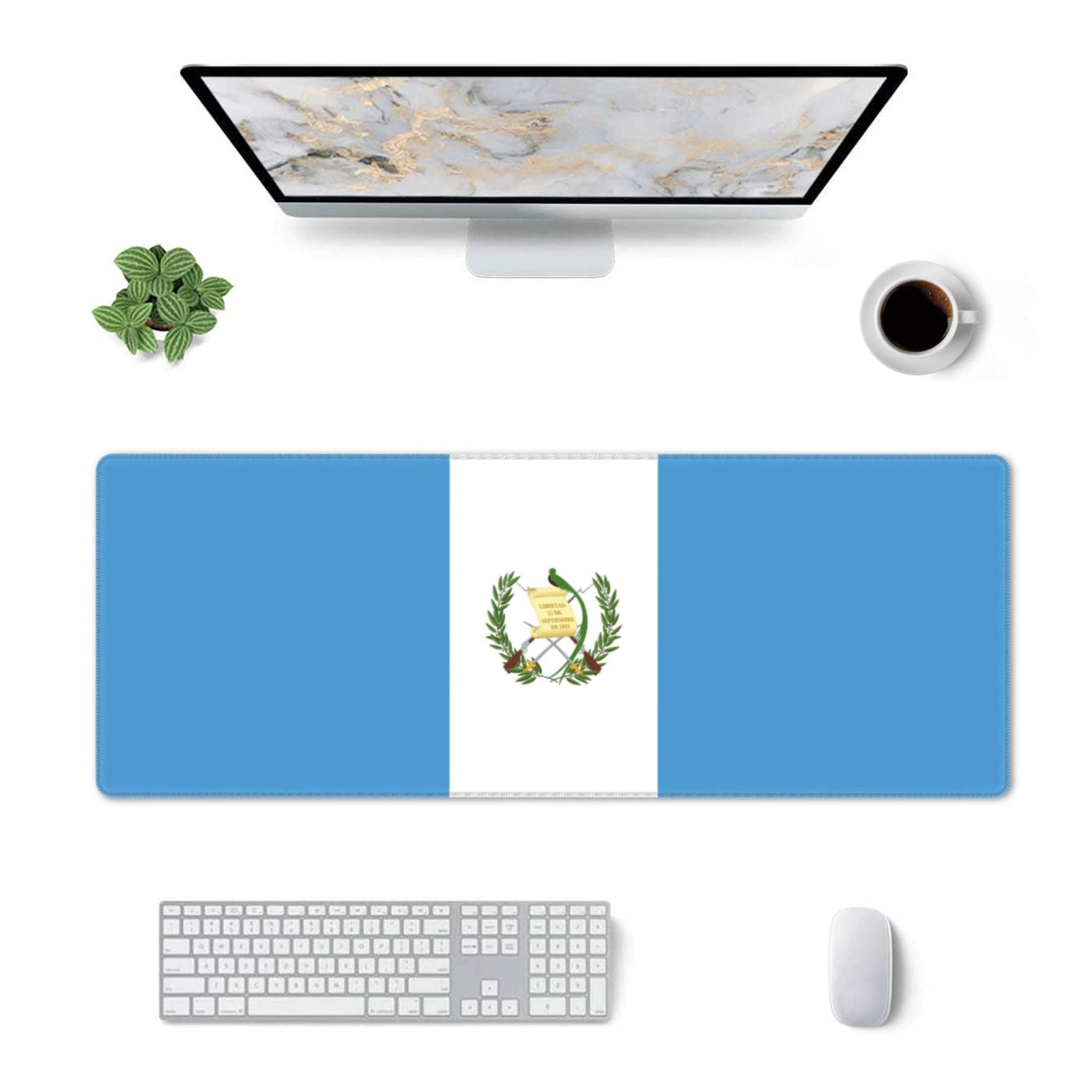 Large Gaming Mouse Mat Flag Of Guatemala Long Extended Mousepad Desk Mat Non-Slip Rubber Micepads (31.5 X 11.8 Inches)\r\n