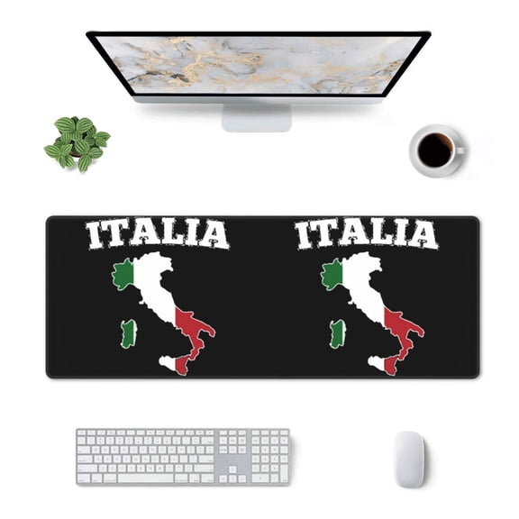 Large Gaming Mouse Mat Italy Map Flag Long Extended Mousepad Desk Mat Non-Slip Rubber Micepads (31.5 X 11.8 Inches)
