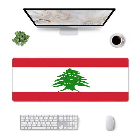 Large Gaming Mouse Mat Lebanese-Flag Long Extended Mousepad Desk Mat Non-Slip Rubber Micepads (31.5 X 11.8 Inches)