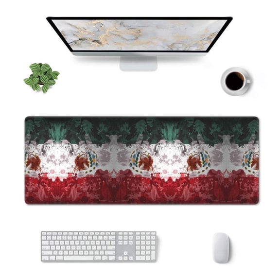 Large Gaming Mouse Mat Mexico-Mexican-Flag Long Extended Mousepad Desk Mat Non-Slip Rubber Micepads (31.5 X 11.8 Inches)