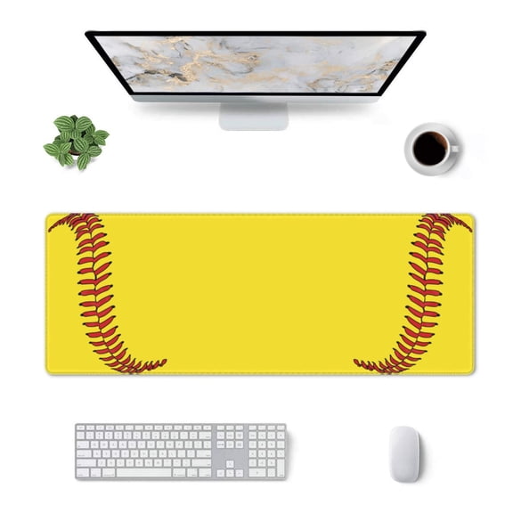 Large Gaming Mouse Mat Softball Baseball Long Extended Mousepad Desk Mat Non-Slip Rubber Micepads (31.5 X 11.8 Inches)