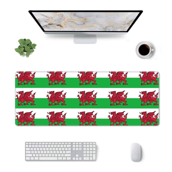 Large Gaming Mouse Mat Welsh Dragon Flag Long Extended Mousepad Desk Mat Non-Slip Rubber Micepads (31.5 X 11.8 Inches)