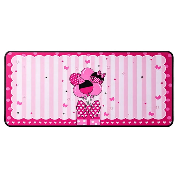 Large Gaming Mouse Pad, 30x12in XL Pink Balloons Gift Box Desk Mat Polka Dots Bow for Office Home Gaming Girls