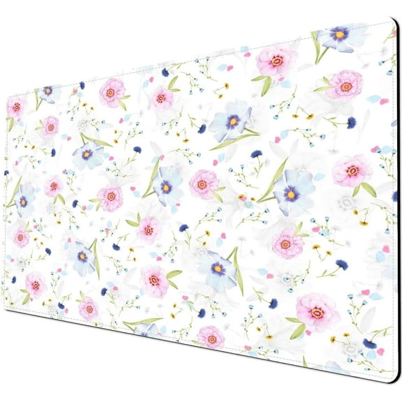 Large Gaming Mouse Pad (31.5×15.7), Non-Slip Rubber Base and Reinforced Lock Edges, XXL Extended Mousepad for Work, Game, Desk mat, Desktop Decoration | Flower Vine