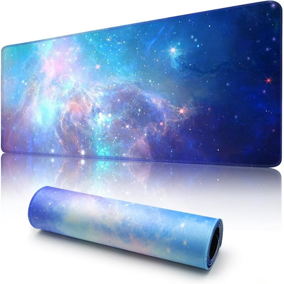 Large Gaming Mouse Pad 31.5 X 11.8 Inch, Extended XXL Mousepad with Stitched Edge,Non-Slip Rubber Base,Waterproof Computers Mouse Mat for Office,Home,Starry Blue