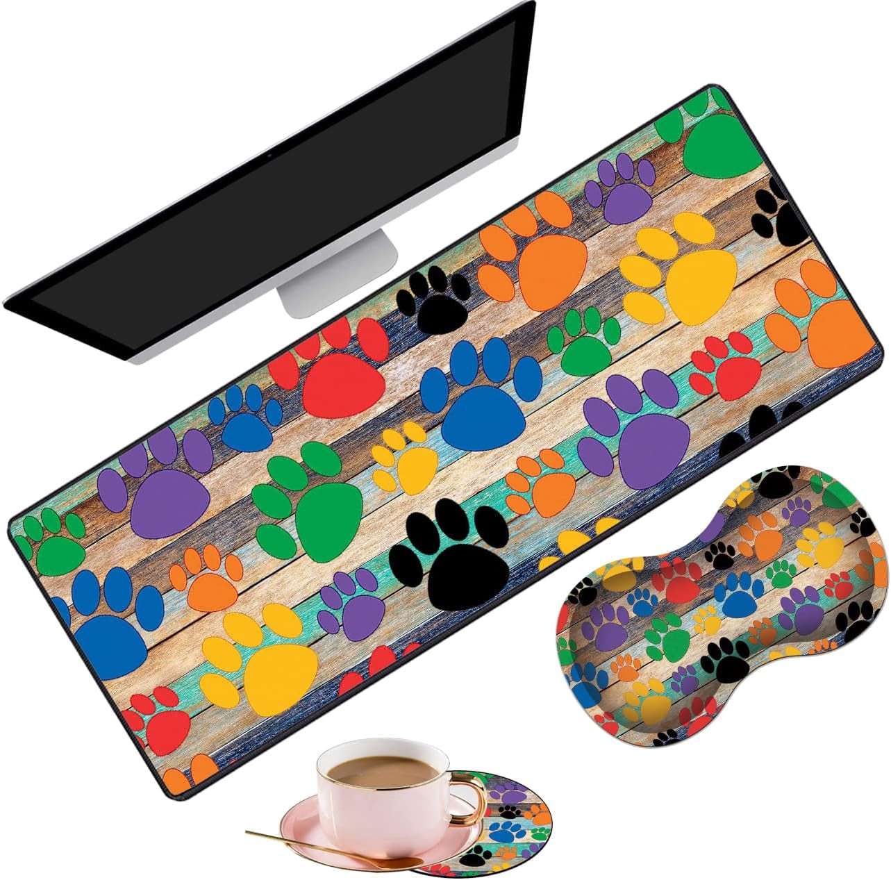 Large Gaming Mouse Pad 31.5x11.8 Inch Keyboard Pad + Ergonomic Wrist ...