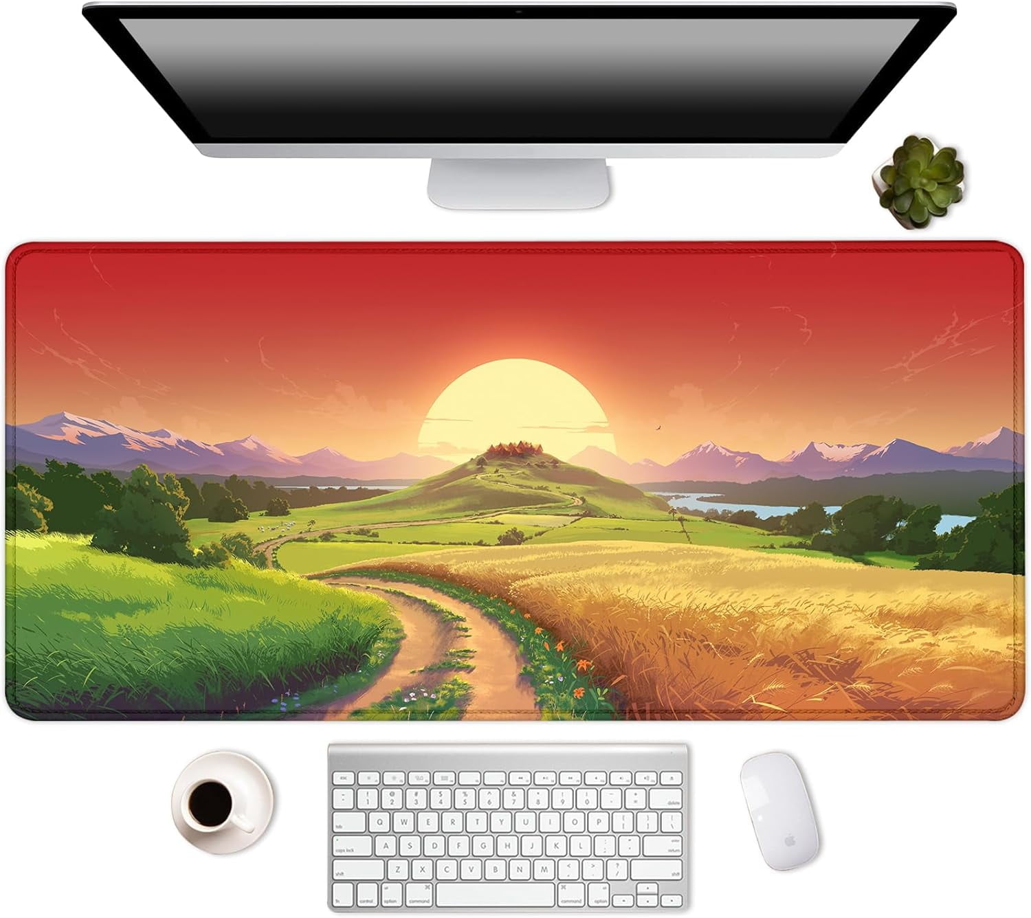 Cute Anime Forests And Snowy Mountains Desk Mat Extended Kawaii Mouse Pad XL Large - View #7