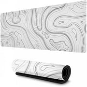 Large Gaming Mouse Pad 35.4 X15.7 inches,White Design Extended Mousepad, Non-Slip Base, Water Resist Keyboard Pad, Desk Mat for Gamer, Office & Home