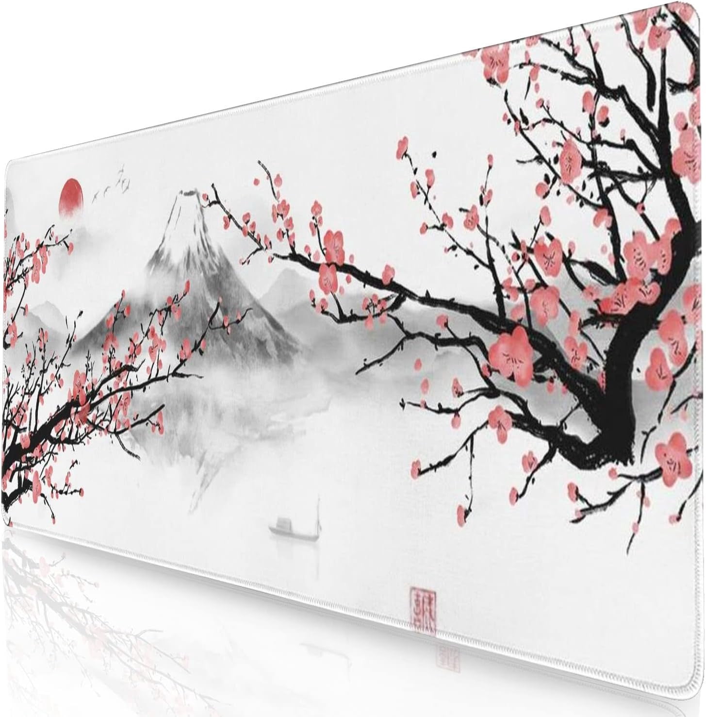 Large Gaming Mouse Pad, Anti-Slip Extended Mouse Pad,Waterproof Keyboard Pad, Mouse Mat Desk Pad for Gamer Office Home XL 31.5" x 11.8" Japanese Cherry Blossom