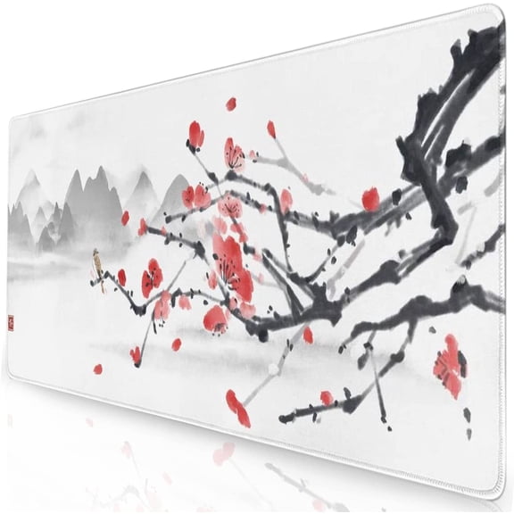Large Gaming Mouse Pad, Anti-Slip Extended Mouse Pad,Waterproof Keyboard Pad, Mouse Mat Desk Pad for Gamer Office Home XL 31.5" x 11.8" Japanese Cherry Blossom