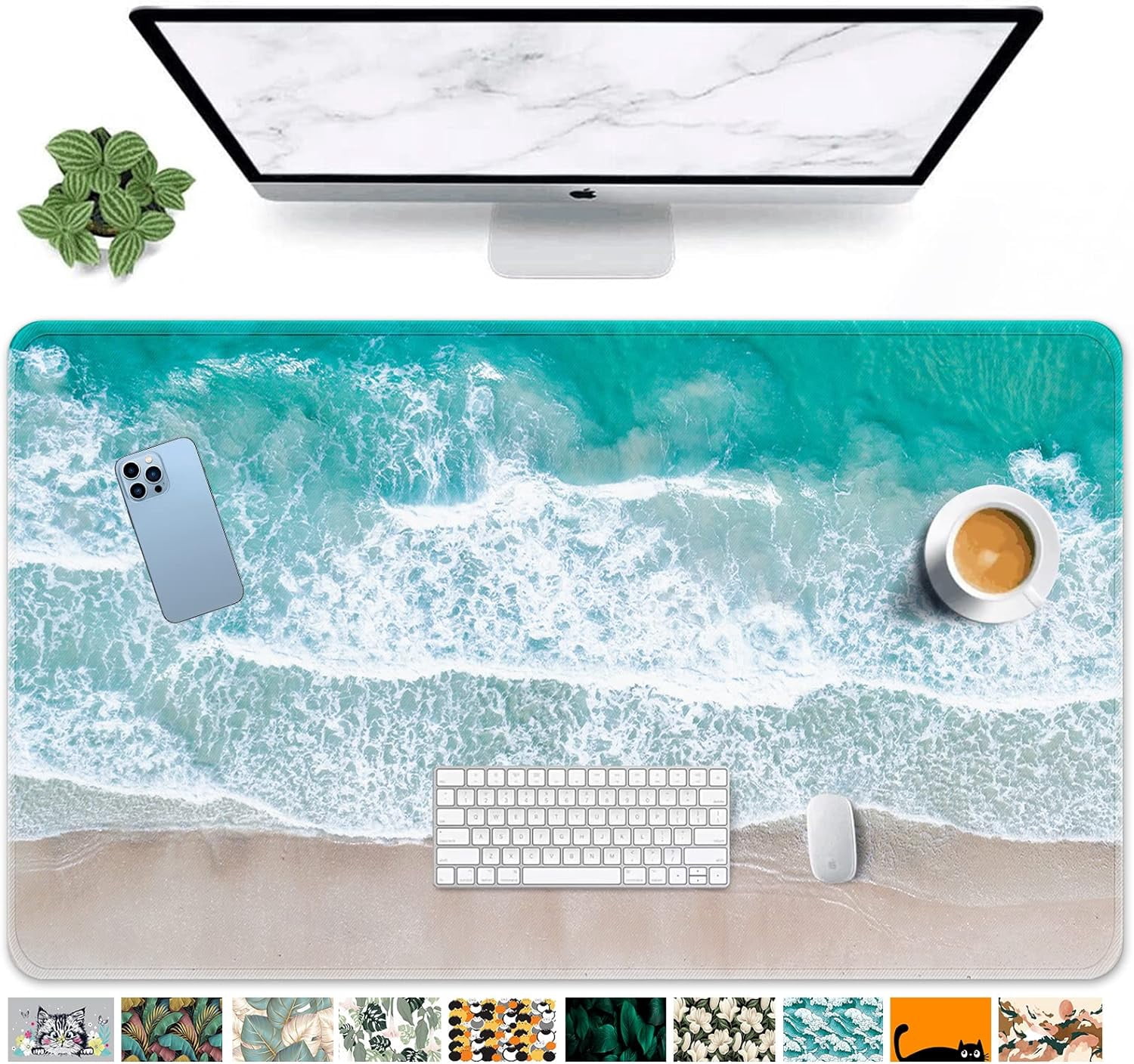 Large Gaming Mouse Pad Beach Non-Slip Desk Pad Keyboard and Mouse Desk Mat for Gamer, Office & Home, 31.5 x 15.7 in