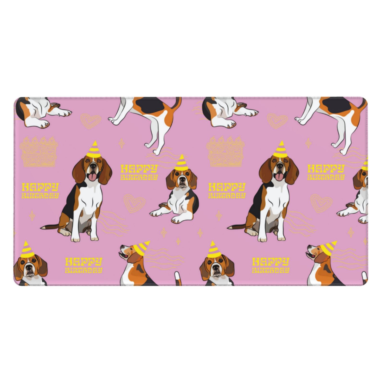 Large Gaming Mouse Pad - Beagle Dog happy birthday Non-Slip Rubber Base ...