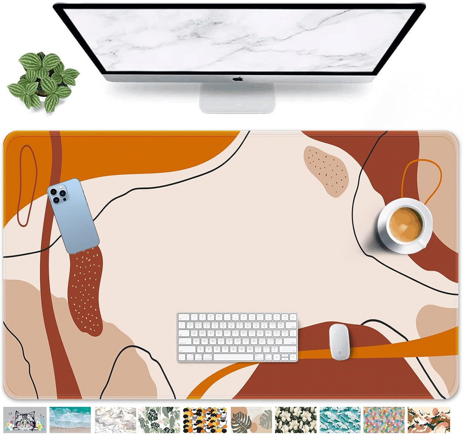 Large Gaming Mouse Pad Boho Style Non-Slip Desk Pad Keyboard and Mouse Desk Mat for Gamer, Office & Home, 31.5 x 15.7 in