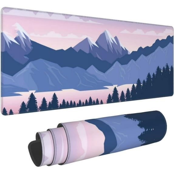 Large Gaming Mouse Pad, Computer Mat for Desk Design with Forest and Mountains, Big Extended Deskpad Loptop Pads, Tree XL Long Mousepad Laptop Makeup Pads for Home Office, 31.5 * 11.8 Inch
