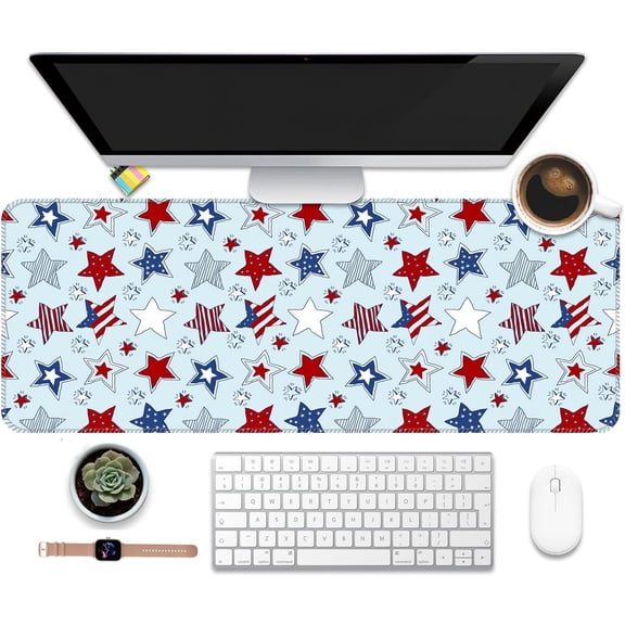 Large Gaming Mouse Pad, Computer Mouse Mat, Funny Desk Pad Protector Decoration, Big Cute Desk Pad, Non-Slip Base 31.5 x 11.8 in American Stars