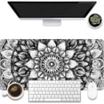 thumbnail image 1 of Large Gaming Mouse Pad for Desk, Black and White Mandala Desk Mat, Mandala Flower Desk Pad, 31.5"x11.8" Extended Big Computer Keyboard Mouse Pad with Non-Slip Base and Stitched Edge, 1 of 13