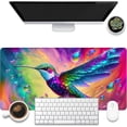 thumbnail image 1 of Large Gaming Mouse Pad for Desk, Colorful Hummingbird Desk Mat, Bright Hummingbird Desk Pad, 31.5"x11.8" Extended Big Computer Keyboard Mouse Pad with Non-Slip Base and Stitched Edge, 1 of 13