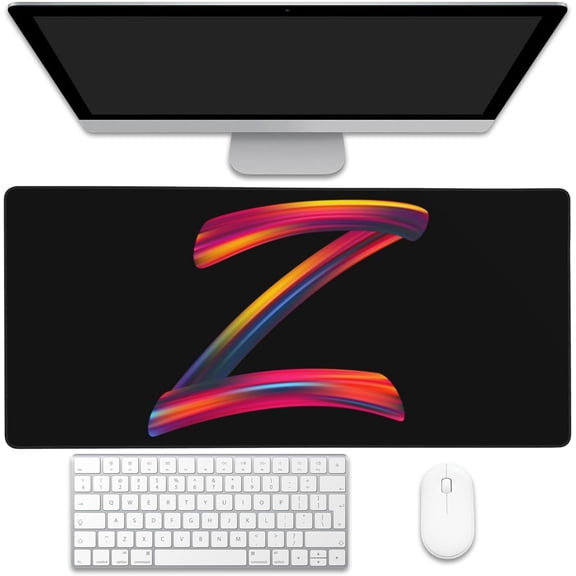 Large Gaming Mouse Pad for Desk, Colorful Letter Z Desk Mat, 35.4"x15.7" Big Mouse Pad with Non-Slip Base and Stitched Edge, Long Computer Keyboard Mouse Mat for Home Office Work