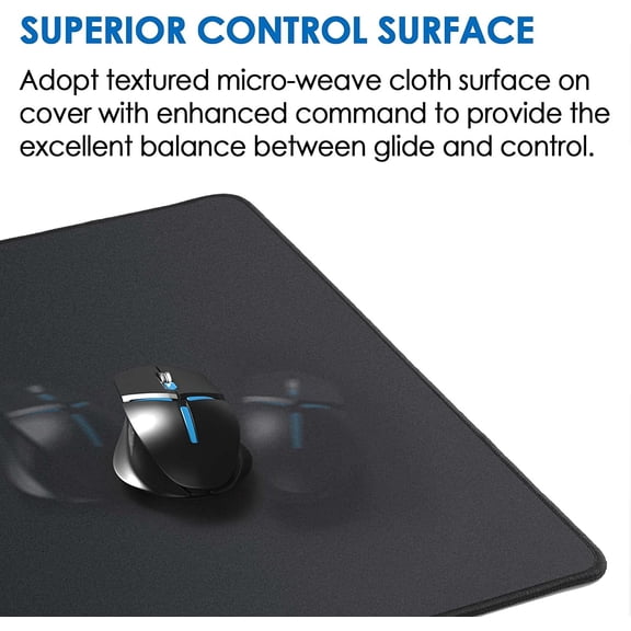 Large Gaming Mouse Pad Desk Mat, Superior Micro-Weave Cloth for Precise Mouse Control, Non-Slip Rubber Base, Stitched Edges, Water-Resistant, for Gamer, Office & Home, 31.5" x 11.8" inches