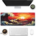 thumbnail image 1 of Large Gaming Mouse Pad for Desk,Ocean Waves at Sunset Desk Mat for Desktop,Rough Ocean Waves Desk Pad, Extended Big Computer Keyboard Mouse Pad with Non-Slip Base Stitched Edges 31.5"x11.8", 1 of 5
