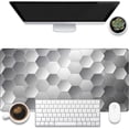 thumbnail image 1 of Large Gaming Mouse Pad for Desk, Silver Technology Honeycomb Desk Mat, Sci-Fi Honeycomb Desk Pad, 31.5"x11.8" Extended Big Computer Keyboard Mouse Pad with Non-Slip Base and Stitched Edge, 1 of 13