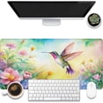 thumbnail image 1 of Large Gaming Mouse Pad for Desk, Watercolor Flying Hummingbird Desk Mat, Beautiful Garden Desk Pad, 31.5"x15.7" Extended Big Computer Keyboard Mouse Pad with Non-Slip Base and Stitched Edge, 1 of 6