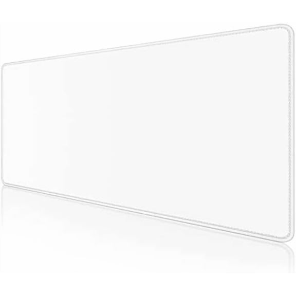 Large Gaming Mouse Pad, Extended Mouse Mat with Stitched Edges, Full Size Keyboard Pad with Non-Slip Base, Big XXL Computer Desk Mats for Gamer, Laptop, Office, 35.5 x 15.7in, Ivory White