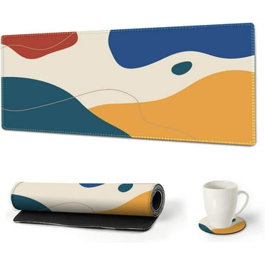 Large Gaming Mouse Pad Extended Mouse Pad with Stitched Edge, Keyboard Mouse Mat Non-Slip Rubber Base Desk Pad 31.5x11.8 inch for Office Home Game Work, Abstract Morandi
