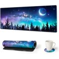 thumbnail image 1 of Large Gaming Mouse Pad Extended Mouse Pad with Stitched Edge, Keyboard Mouse Mat Non-Slip Rubber Base Desk Pad 31.5x11.8 inch for Office Home Game Work, Forest Moon Sky, 1 of 6