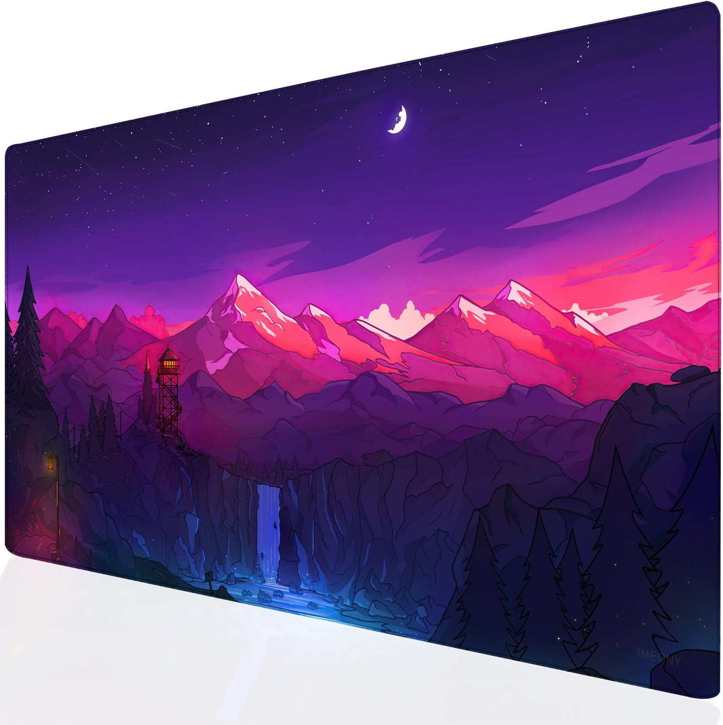 Large Gaming Mouse Pad, Extended XXL Desk Pad & Non-Slip Rubber Keyboard Mat Stitched Edges (90x40 Mountains)