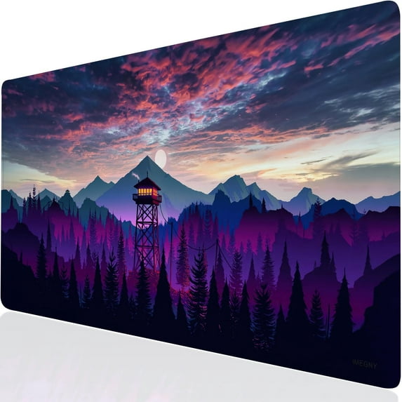 Large Gaming Mouse Pad, Extended XXL Desk Pad & Non-Slip Rubber Keyboard Mat Stitched Edges (90x40 purplesky)