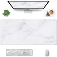 thumbnail image 1 of Large Gaming Mouse Pad, Marble Theme XXL 35.4 x 15.7 in Desk Pad Stitched Non-Slip Rubber Long Computer Mousepad Thin Extended Full Size Desk Mat for Desktop, Laptop, Wireless Mice, White, 1 of 6