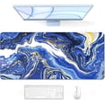 thumbnail image 1 of Large Gaming Mouse Pad, Marble Theme XXL 35.4 x 15.7 in Desk Pad Stitched Non-Slip Rubber Long Computer Mousepad Thin Extended Full Size Desk Mat for Desktop Laptop Wireless Mice, Blue, 1 of 6