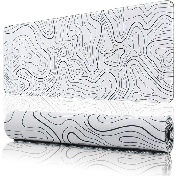 Large Gaming Mouse Pad Mat 11.8x31.5 Inches with Stitched Edge Non-Slip Rubber Base Washable Resilient for Office Computers Laptop Desk Table Mouse Pads Mats Accessory (White, X-Large)