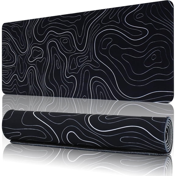 Large Gaming Mouse Pad Mat 11.8x31.5 Inches with Stitched Edge Non-Slip Rubber Base Washable Resilient for Office Computers Laptop Desk Table Mouse Pads Mats Accessory (Black, X-Large)