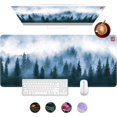 thumbnail image 1 of Large Gaming Mouse Pad, Misty Forest Trees Cloudy Sky Desk Mat with Seamed Edges, Big XL Waterproof Desk Pad, Non-Slip Rubber Base, 31.5x11.8 Inch Keyboard Pad Computer Mousepad, 1 of 6