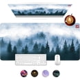 thumbnail image 1 of Large Gaming Mouse Pad,Misty Forest Trees Cloudy Sky Desk Mat with Seamed Edges, Big XXL Waterproof Desk Pad, Non-Slip Rubber Base, 31.5x15.7 Inch Keyboard Pad Computer Mousepad, 1 of 6