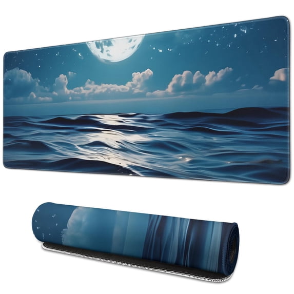 Large Gaming Mouse Pad with Moonlight Design - 31.5 x 11.8 Inch, Extended Desk Mat, Superior Micro-Weave Cloth, Stitched Edges, Non-Slip Base, Water Resistant, Perfect for Office & Home