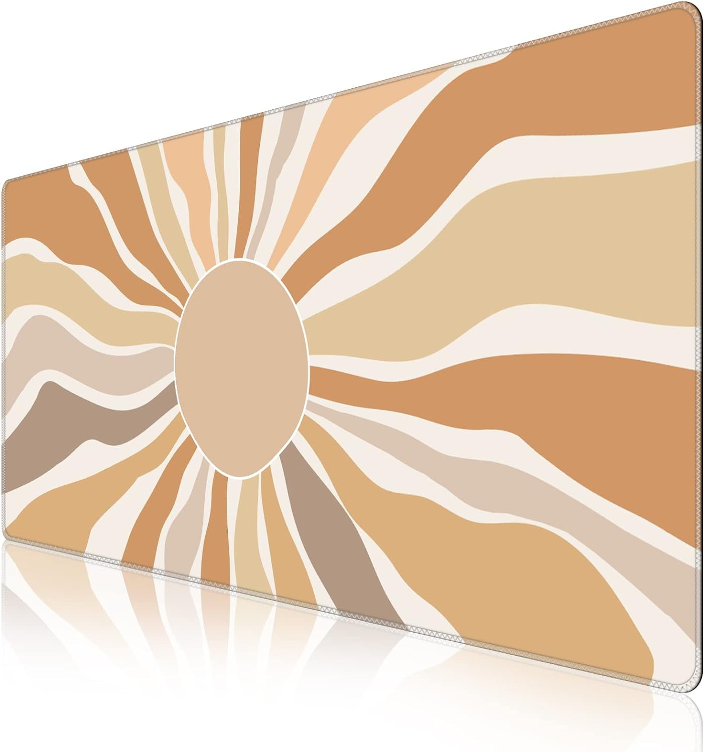 Large Gaming Mouse Pad, Non-Slip Rubber Base Water-Resistant Mousepad Desk Mat, 35.4" x 15.7" Extended Keyboard Pad Desk Pad with Stitched Edges for Home Office Gaming, Sun Rays