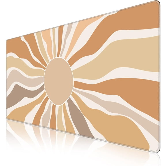 Large Gaming Mouse Pad, Non-Slip Rubber Base Water-Resistant Mousepad Desk Mat, 35.4" x 15.7" Extended Keyboard Pad Desk Pad with Stitched Edges for Home Office Gaming, Sun Rays
