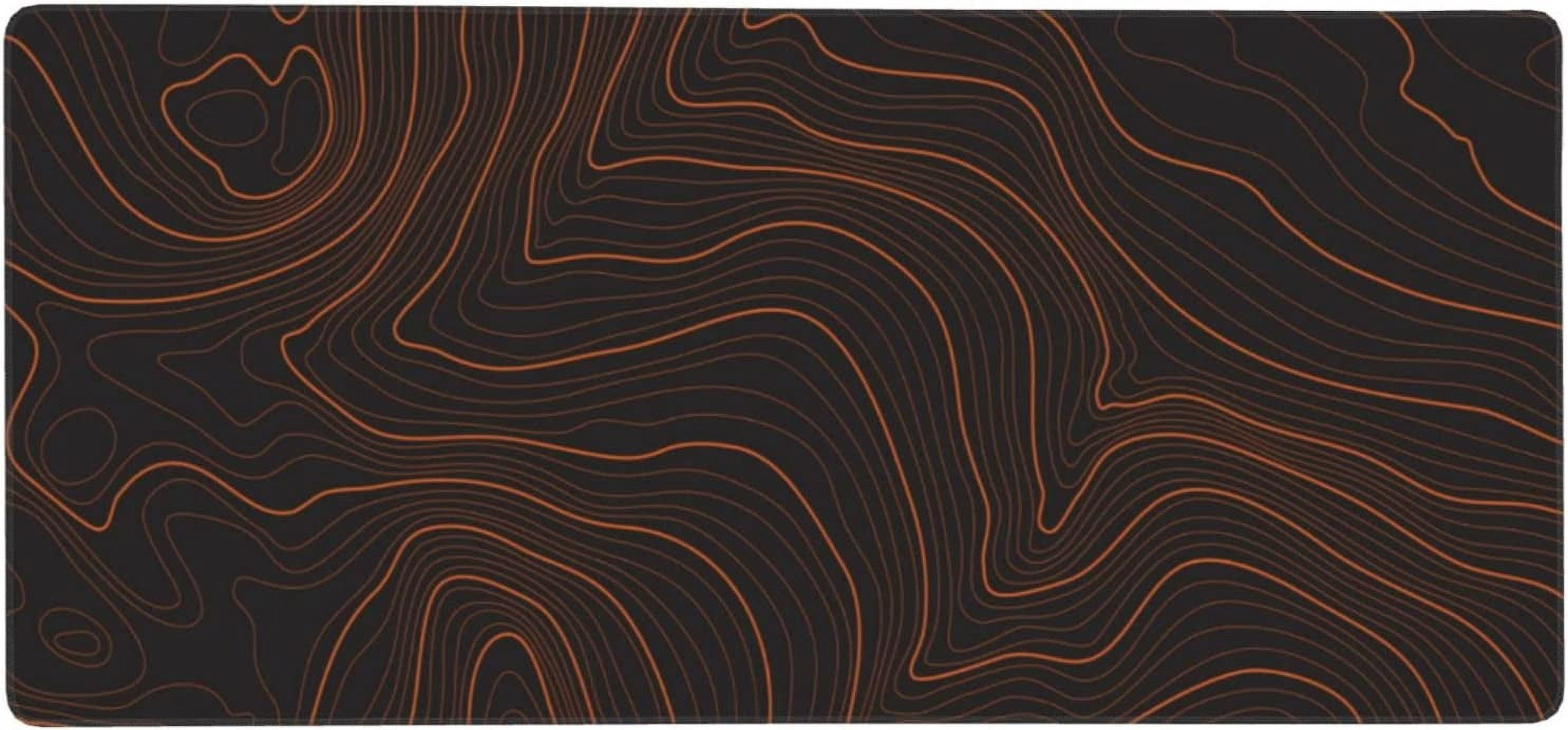Large Gaming Mouse Pad Orange Map Lines Contour Geographic PC Computer Keyboard XXL Mouse Mat Desk Pad Non-Slip Desk Mat for Home Office Gaming Work, 35.5 X 16 in