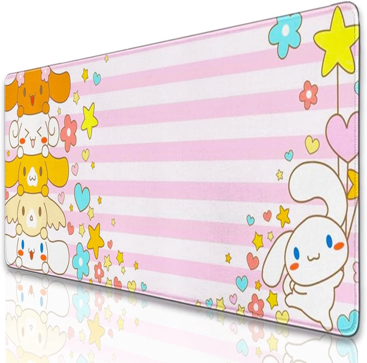 Large Gaming Mouse Pad with Seam Edge, Anti-Slip Extended Mouse Pad with Micro-Weave Cloth Surface,Waterproof Keyboard Pad, Desk Pad for Gamer Office Home XL 35.4" x 15.7" Pink Anime