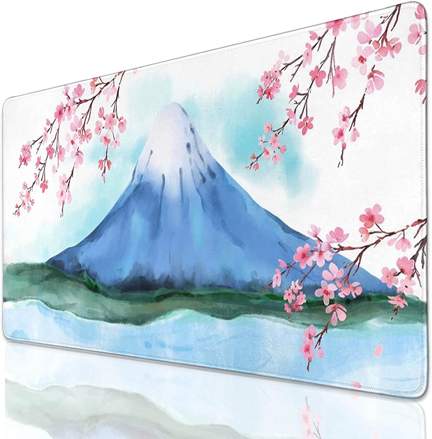 Large Gaming Mouse Pad with Seam Edge, Anti-Slip Extended Mouse Pad with Micro-Weave Cloth Surface,Waterproof Keyboard Pad, Desk Pad for Gamer Office Home XXL 31.5" x 15.7" in Cherry Blossom