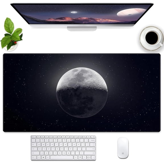 Large Gaming Mouse Pad Star Moon Desk Mat with Stitched Edges 31.5 x 15.7 inch Extended Keyboard and Mousepad Anti-Slip Computer Laptop Desk Pad