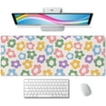 thumbnail image 1 of Large Gaming Mouse Pad with Stitched Edges, Colorful Groovy Flowers Desk Mat Extended Keyboard Pad, Non-Slip Rubber Base Desk Pad for Keyboard and Mouse, 31.5X11.8 inch, 1 of 6